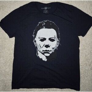 Halloween II Michael Myers Horror Movie T-Shirt Face Mask Black XXL EUC